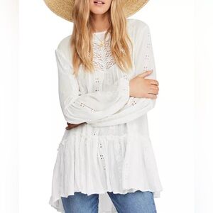 Free People Kiss Kiss Lace Long Sleeve Top | Size S